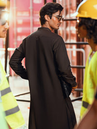 Dark Brown Kameez Shalwar - AL-KS-3272