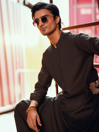 Dark Brown Kameez Shalwar - AL-KS-3272