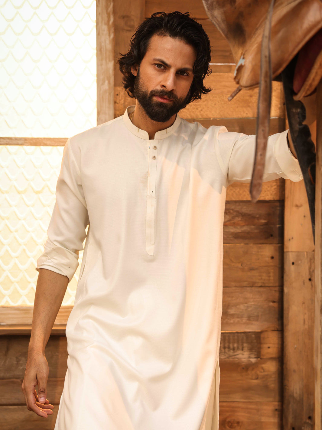 Off White Kameez Shalwar - AL-KS-3279