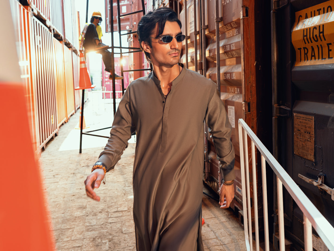 Olive Green Kameez Shalwar - AL-KS-3286