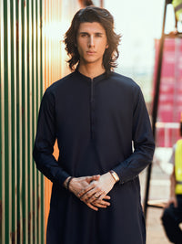 Navy Blue Kameez Shalwar - AL-KS-3288