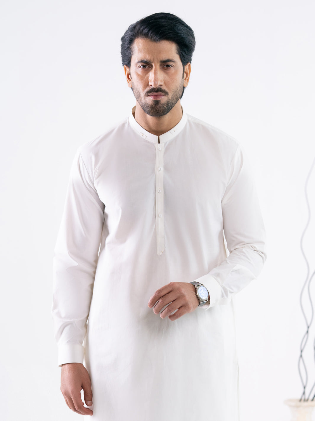 Off White Cotton Cut & Sew Kameez Shalwar - AL-KS-3291
