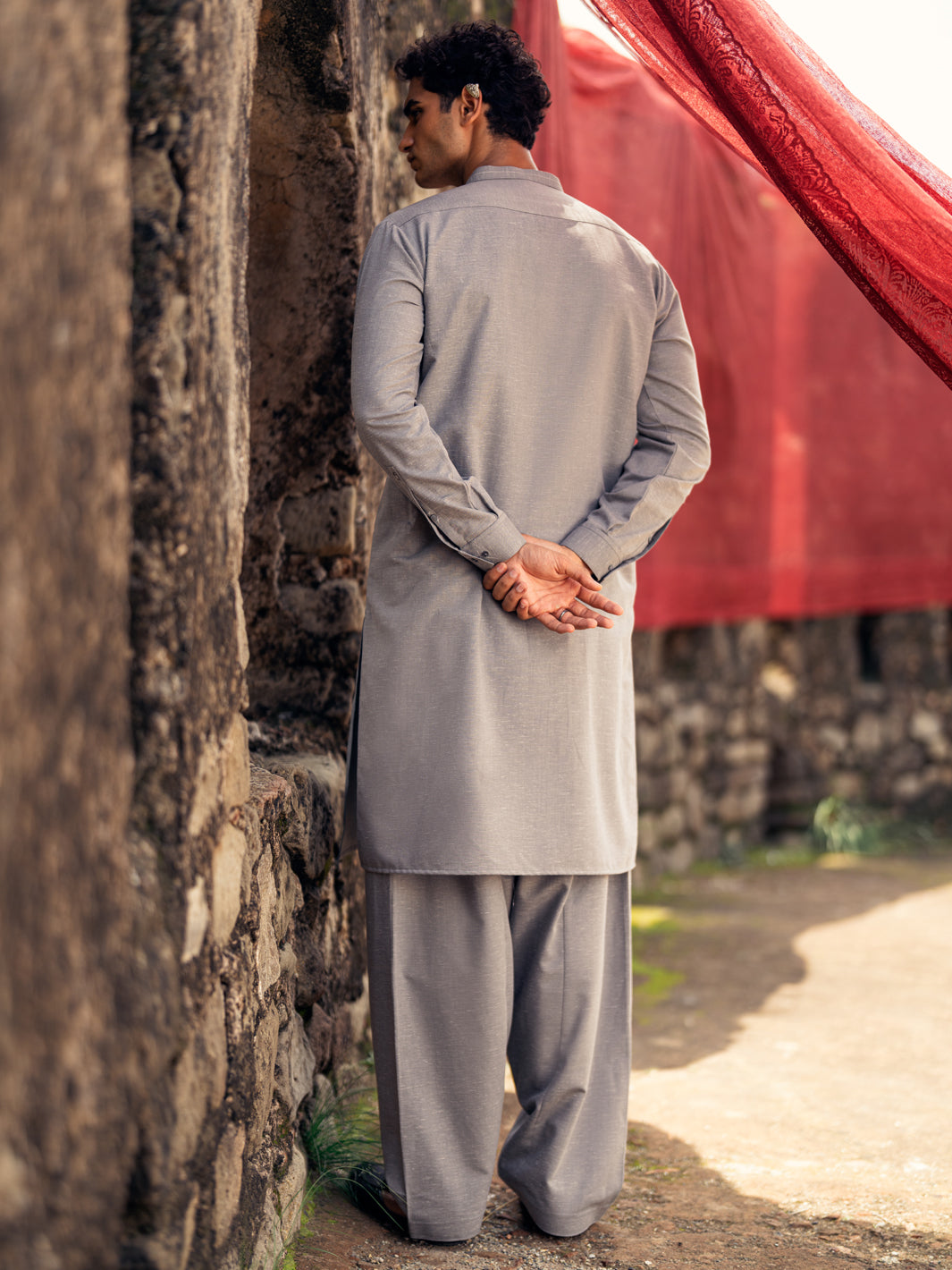 Light Grey Kameez Shalwar - AL-KS-3293