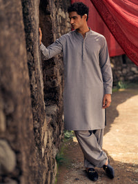 Light Grey Kameez Shalwar - AL-KS-3293
