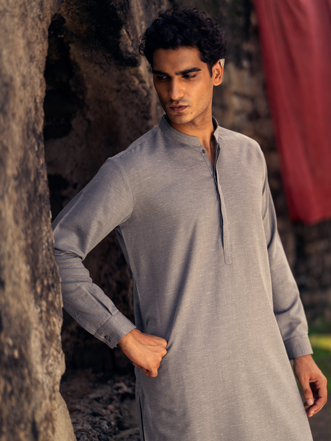 Light Grey Kameez Shalwar - AL-KS-3293