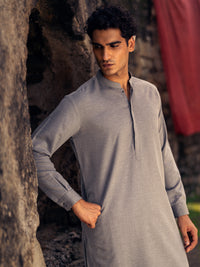 Light Grey Kameez Shalwar - AL-KS-3293