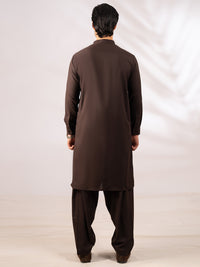 Dark Brown Cut & Sew Kameez Shalwar - AL-KS-3295