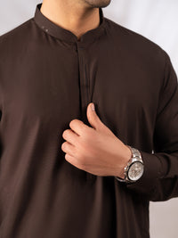 Dark Brown Cut & Sew Kameez Shalwar - AL-KS-3295