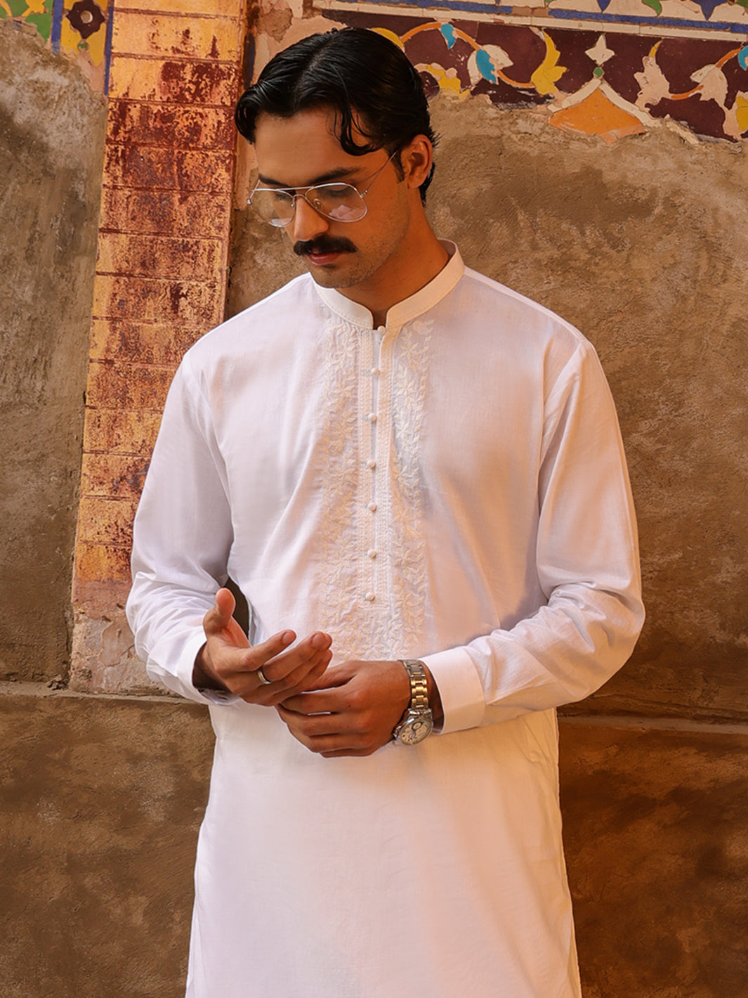 White Semi-Formal Kameez Shalwar - AL-KS-3296