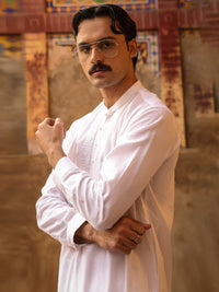 White Semi-Formal Kameez Shalwar - AL-KS-3296