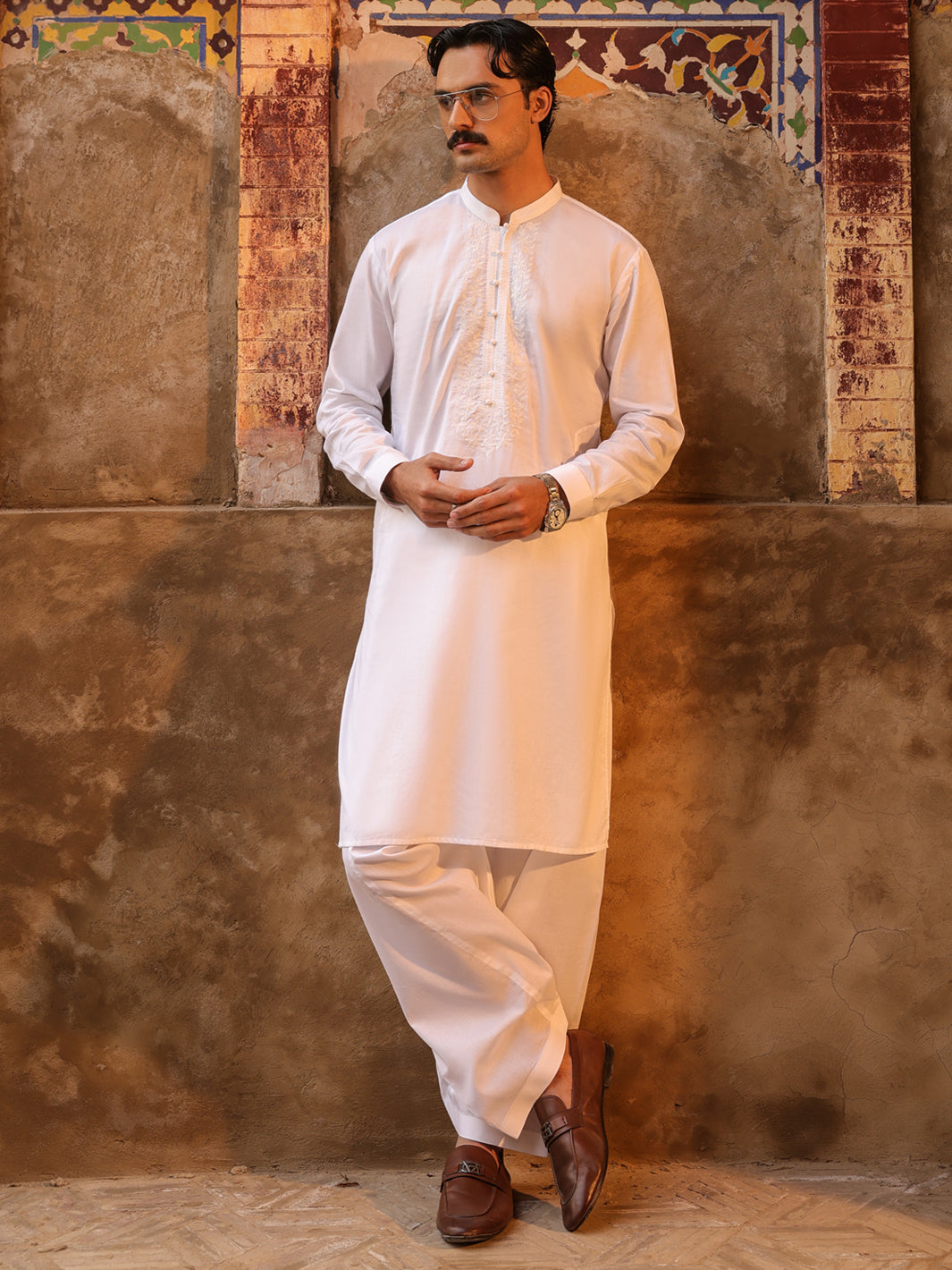 White Semi-Formal Kameez Shalwar - AL-KS-3296