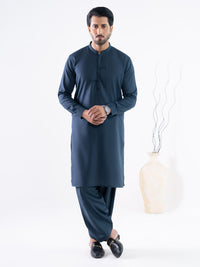 Dark Blue Semi-Formal Kameez Shalwar - AL-KS-3297