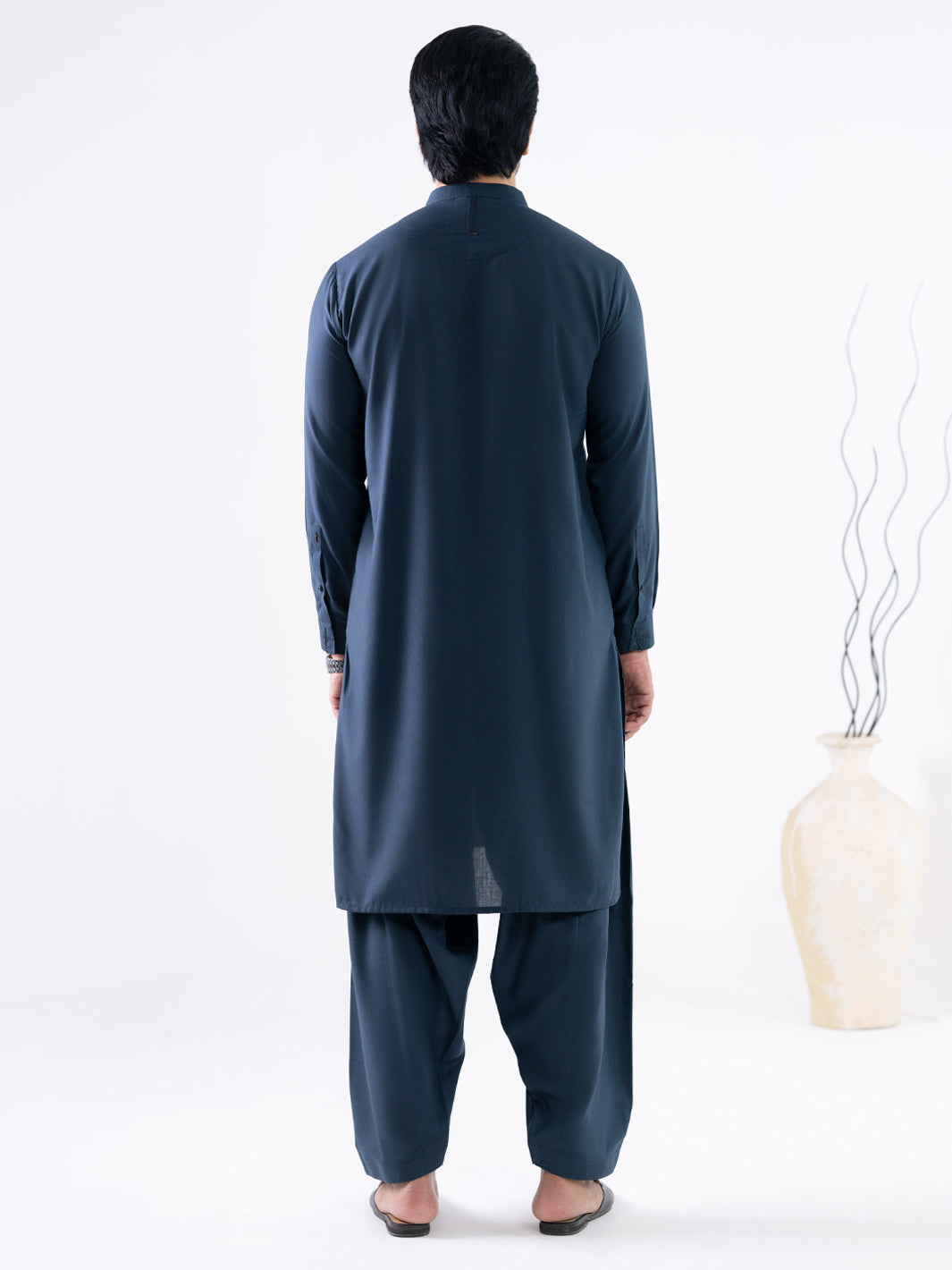 Dark Blue Semi-Formal Kameez Shalwar - AL-KS-3297