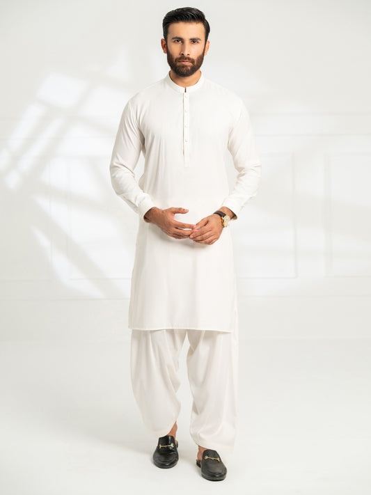White Cut & Sew Kameez Shalwar - AL-KS-3298A