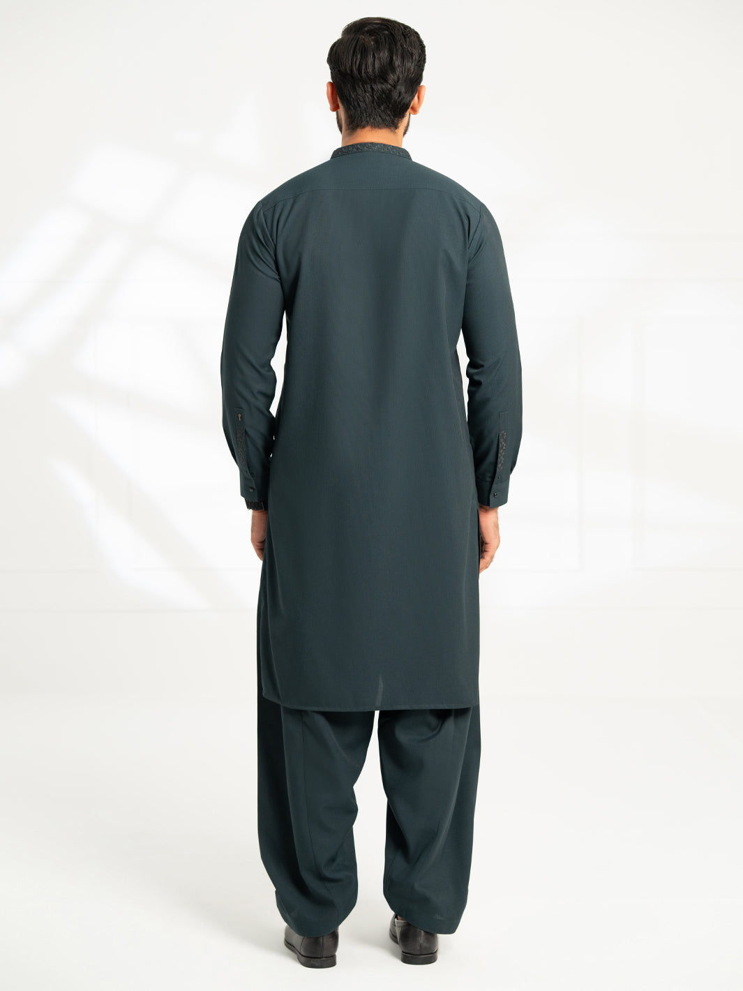 Dark Green Semi-Formal Kameez Shalwar - AL-KS-3300