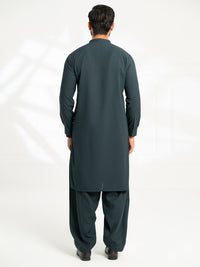Dark Green Semi-Formal Kameez Shalwar - AL-KS-3300