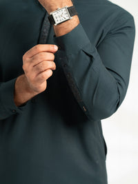 Dark Green Semi-Formal Kameez Shalwar - AL-KS-3300