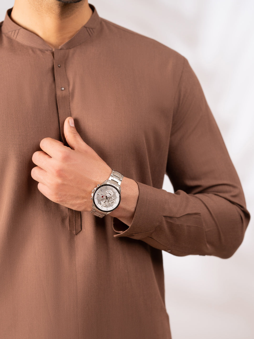 Light Brown Cut & Sew Kameez Shalwar - AL-KS-3301