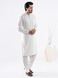 Off White Cut & Sew Kameez Shalwar - AL-KS-3302