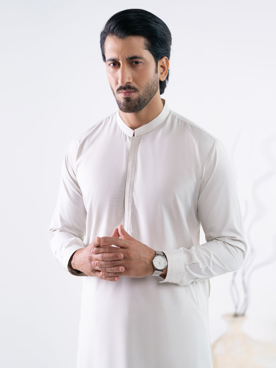 Off White Cut & Sew Kameez Shalwar - AL-KS-3302