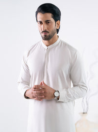 Off White Cut & Sew Kameez Shalwar - AL-KS-3302