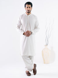 Off White Cut & Sew Kameez Shalwar - AL-KS-3302