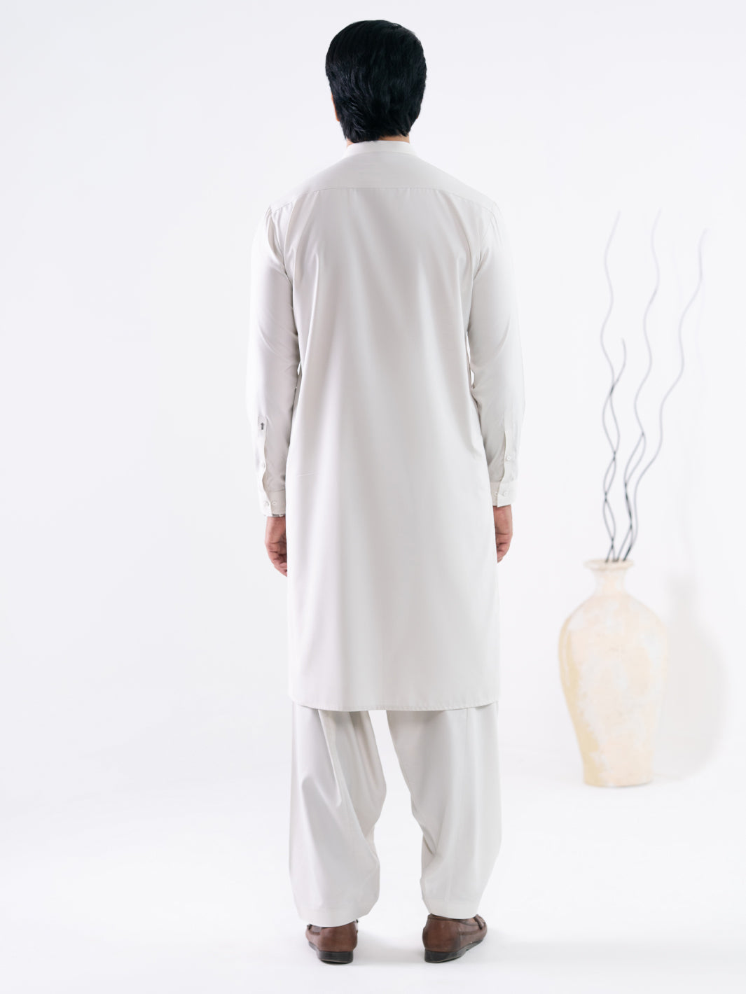 Off White Cut & Sew Kameez Shalwar - AL-KS-3302