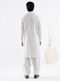 Off White Cut & Sew Kameez Shalwar - AL-KS-3302