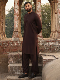 Brown Semi-Formal Kameez Shalwar - AL-KS-3303