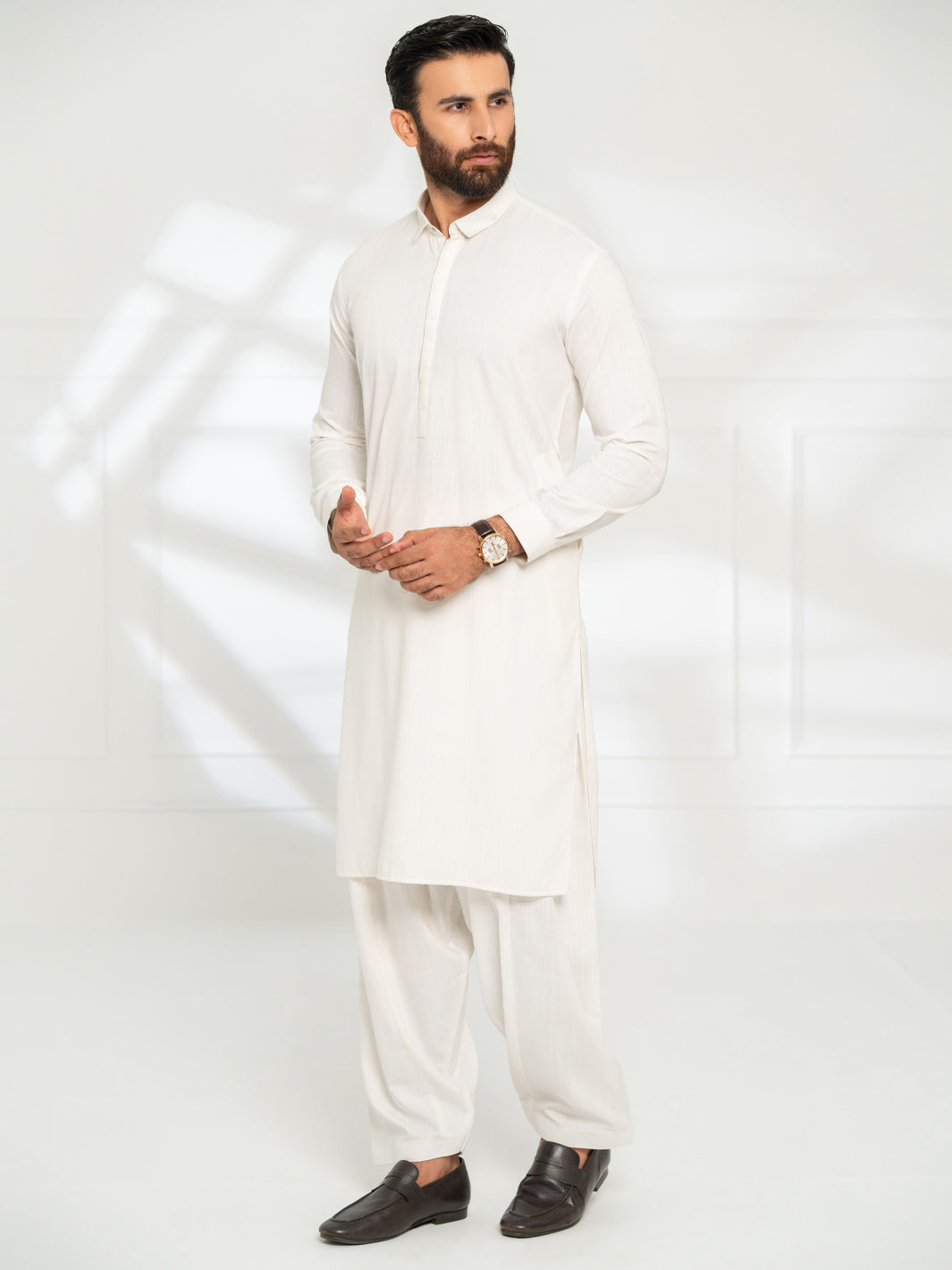 White Cut & Sew Kameez Shalwar - AL-KS-3307