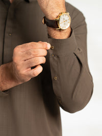 Dark Olive Cut & Sew Kameez Shalwar - AL-KS-3308