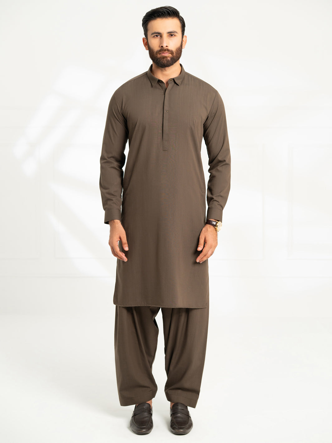 Dark Olive Cut & Sew Kameez Shalwar - AL-KS-3308