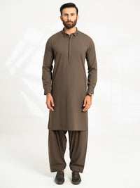 Dark Olive Cut & Sew Kameez Shalwar - AL-KS-3308
