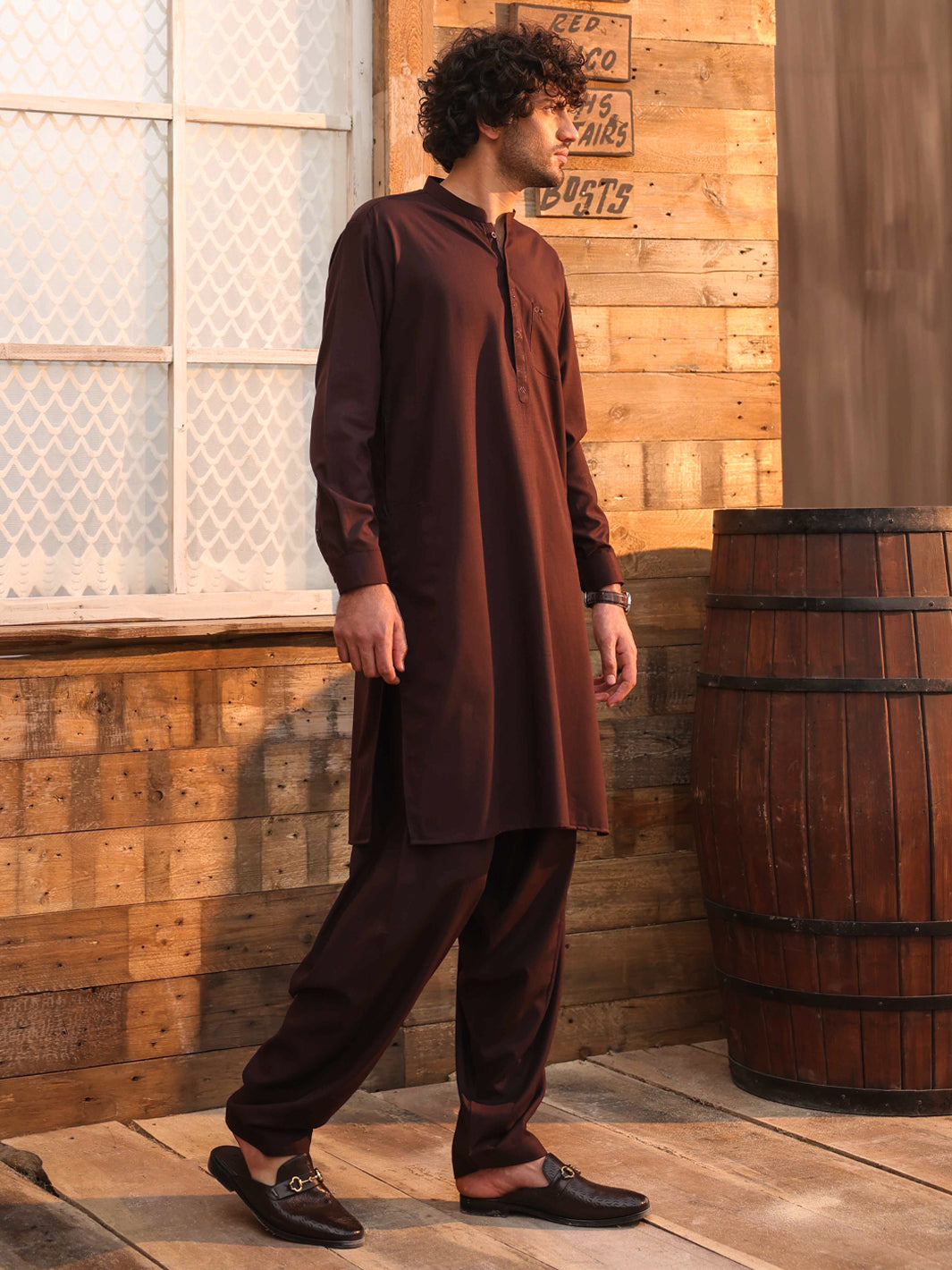 Dark Maroon Cut & Sew Kameez Shalwar - AL-KS-3309