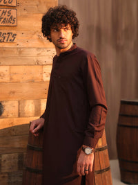 Dark Maroon Cut & Sew Kameez Shalwar - AL-KS-3309