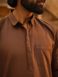Brown Cut & Sew Kameez Shalwar - AL-KS-3310