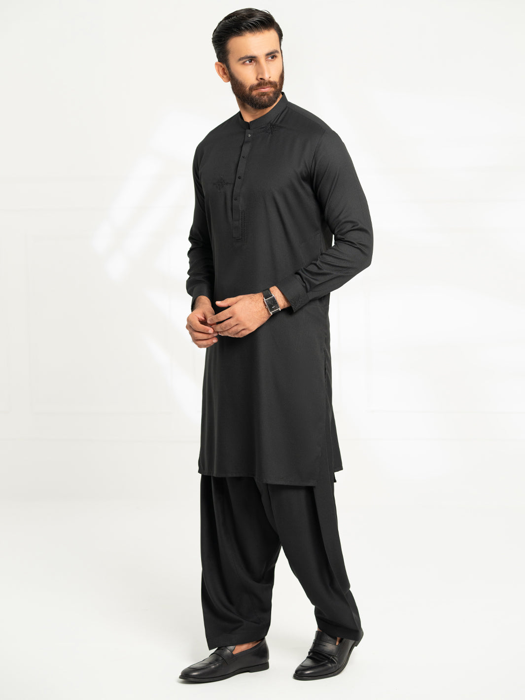 Black Semi-Formal Kameez Shalwar - AL-KS-3312