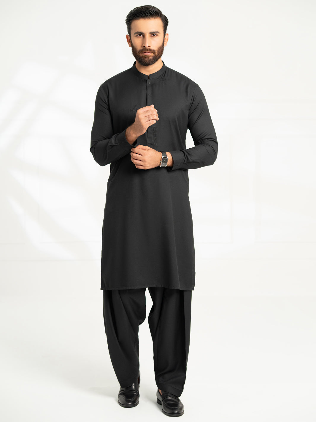 Black Semi-Formal Kameez Shalwar - AL-KS-3312