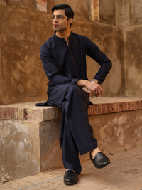 Navy Blue Semi Formal Kameez Shalwar - AL-KS-3316