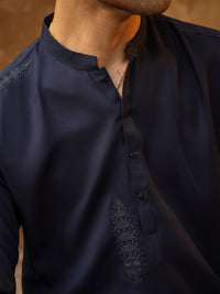 Navy Blue Semi Formal Kameez Shalwar - AL-KS-3316