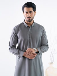 Grey Cotton Cut & Sew Kameez Shalwar - AL-KS-3325