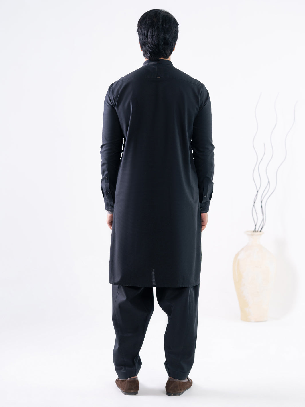 Black Cotton Cut & Sew Kameez Shalwar - AL-KS-3331