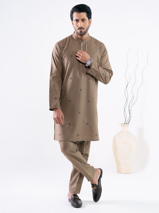 Olive Brown Semi-Formal Kurta Trousers - AL-KT-3267B
