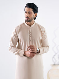 Beige Cotton Cut & Sew Kurta Trousers - AL-KT-3329