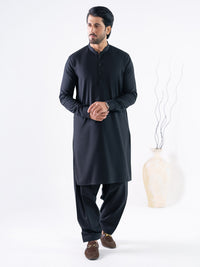 Black Cotton Cut & Sew Kameez Shalwar - AL-KS-3331