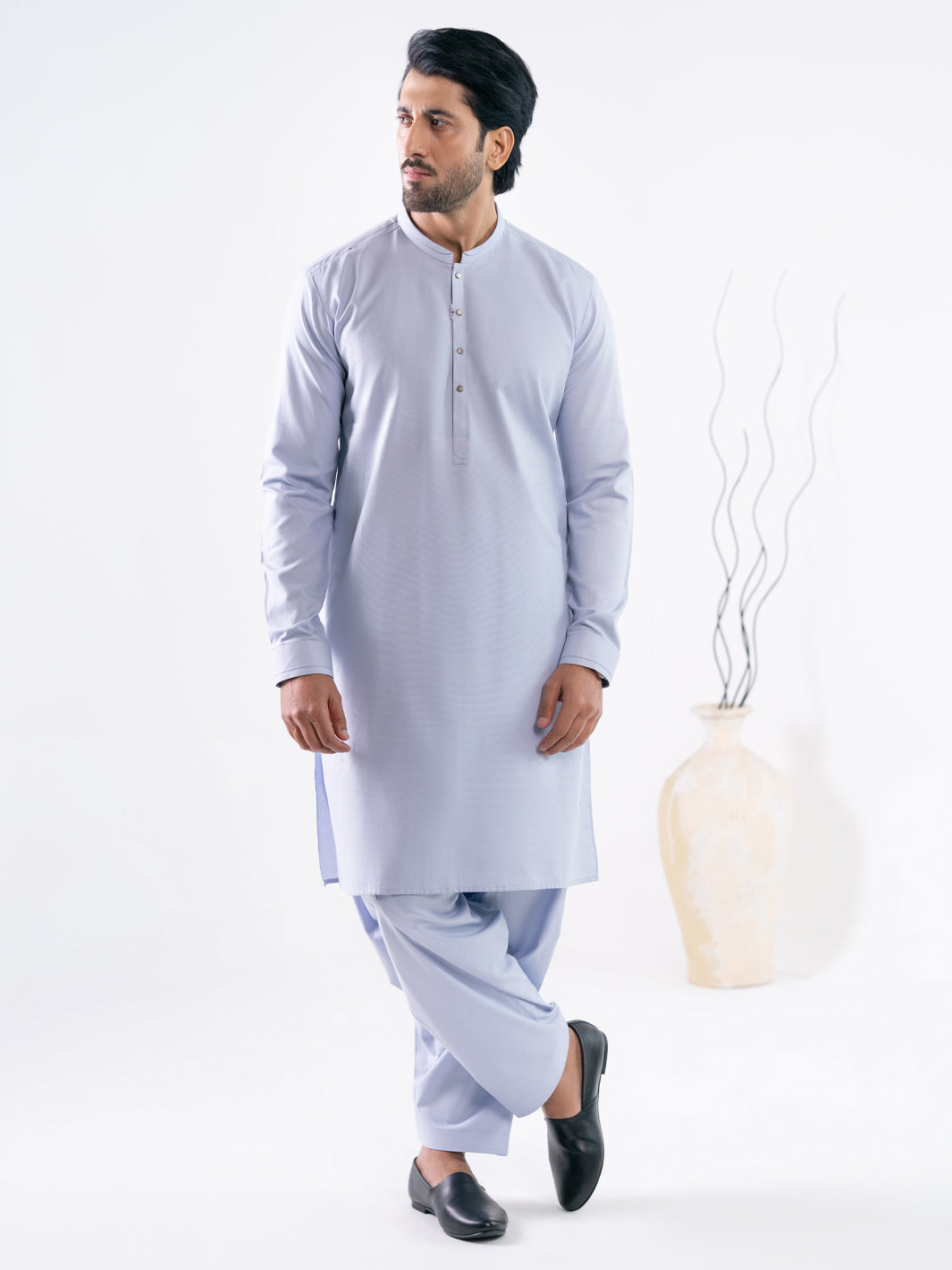 Sky Blue Cotton Cut & Sew Kameez Shalwar - AL-KS-3328