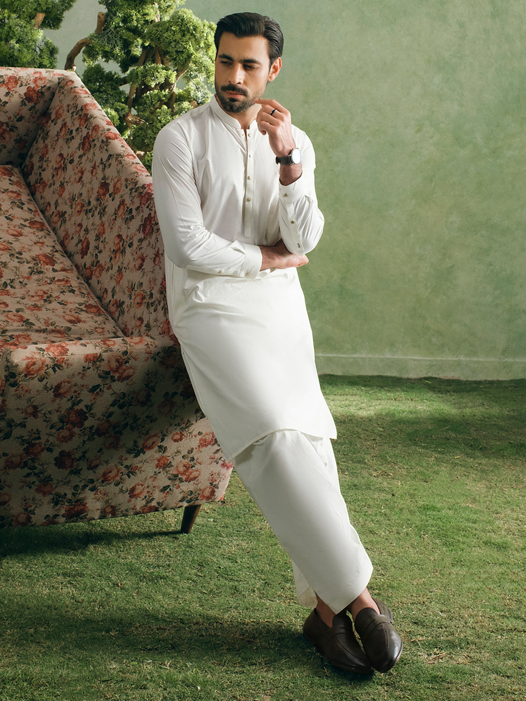Off White Cotton Cut & Sew Kameez Shalwar - AL-KS-3335
