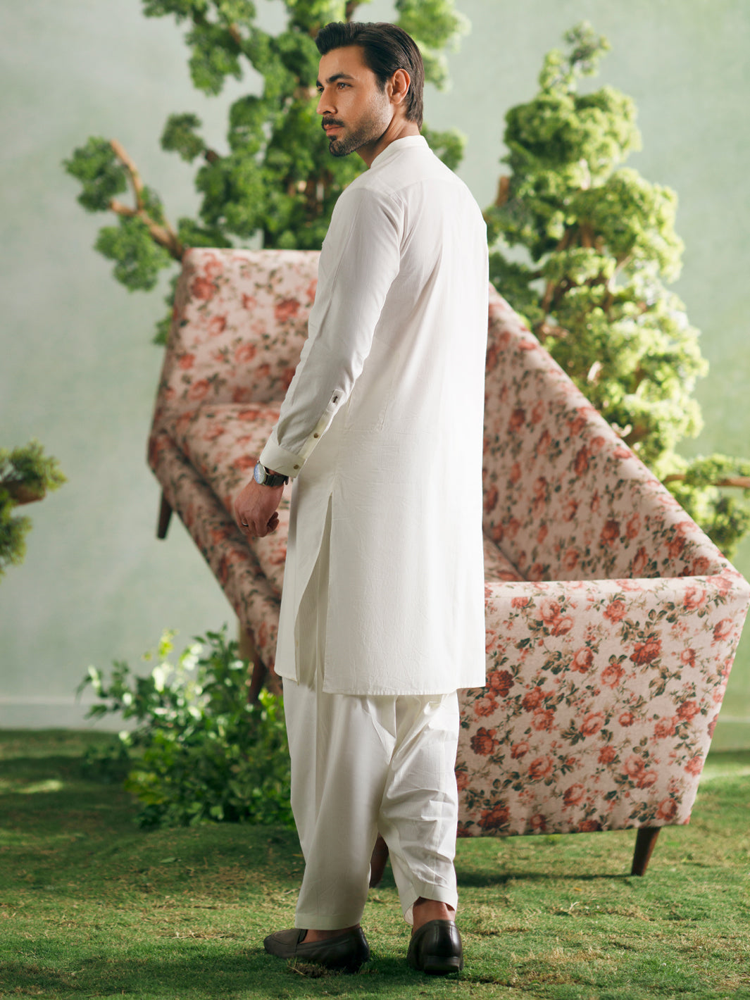 Off White Cotton Cut & Sew Kameez Shalwar - AL-KS-3335