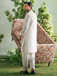 Off White Cotton Cut & Sew Kameez Shalwar - AL-KS-3335