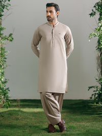 Beige Cotton Cut & Sew Kameez Shalwar - AL-KS-3336